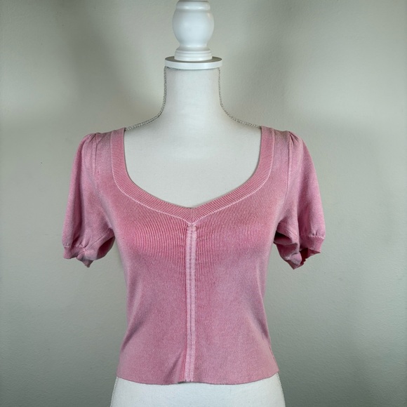 pink puff sleeve knit top luna ny - Picture 2 of 11
